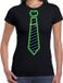 Bellatio Decorations Verkleed T-shirt voor dames - neon stropdas - zwart
