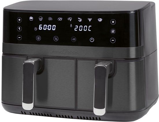 ProfiCook Dubbele Heteluchtfriteuse PC-FR1295H 9L Zwart/Zilver