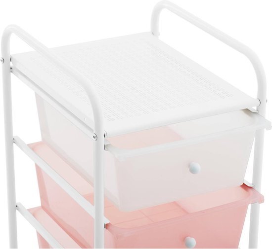 physa Cosmetica trolley - 4 lades - roze/wit