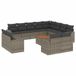 vidaXL 13-delige Loungeset met Kussens, Poly Rattan, Grijs