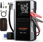 WOLFBOX 3000A Jump Starter met luchtcompressor - Bandenpomp - Powerbank - 16000 mAh - Elektrische fietspomp - Fiets/Auto/Motor/Bal/Luchtbed - 59,2 Wh & 160 PSI - voor 8L benzine/6L dieselmotoren - met boostfunctie, verlichting en LED-scherm