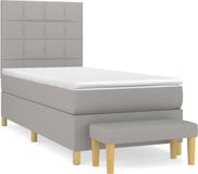 vidaXL Boxspring met matras stof lichtgrijs 100x200 cm
