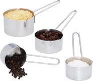 Relaxdays maatschepjes - set van 4 - vaatwasserbestendig - zilver
