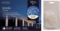 Lumineo Guirlande stalactites blanc chaud extérieur 119 lampes avec crochets de gouttière