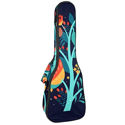 Mersov Tenor Ukulele Gigbag Waterdichte Ukelele Case Gewatteerde Rugzak, Geweldig voor Sopraan Concert (21/23/24 inch) Platte Kleurrijke Bloemen Tak