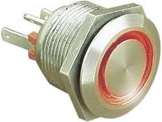 Bulgin MPI002/28/RD Vandalismebestendige druktoets 24 V/DC 0.05 A 1x uit/(aan) Moment Rood (Ø x l) 22 mm x 32.7 mm