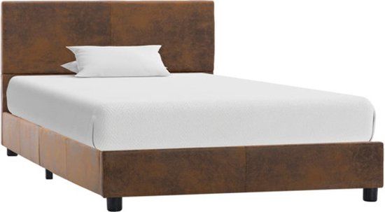 vidaXL Bedframe kunstsuède bruin 100x200 cm