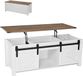 VEVOR table basse 120cm, blanc-rustique brun