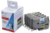 G&G Labeltape Set van 5 stuks G&G BB-B-G-TZE-MP5 Compatibel vervangt Brother TZe-231, TZe-431, TZe-531, TZe-631, TZe-731 Tapekleur: Wit, Geel, Groen, Blauw, Rood Tekstkleur: