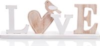com-four® Plaques décoratives en bois - Texte "LOVE" avec cœur et oiseau