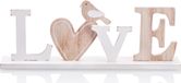 com-four® Plaques décoratives en bois - Texte "LOVE" avec cœur et oiseau