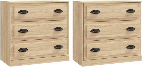 vidaXL Dressoirs 2 st bewerkt hout sonoma eikenkleurig