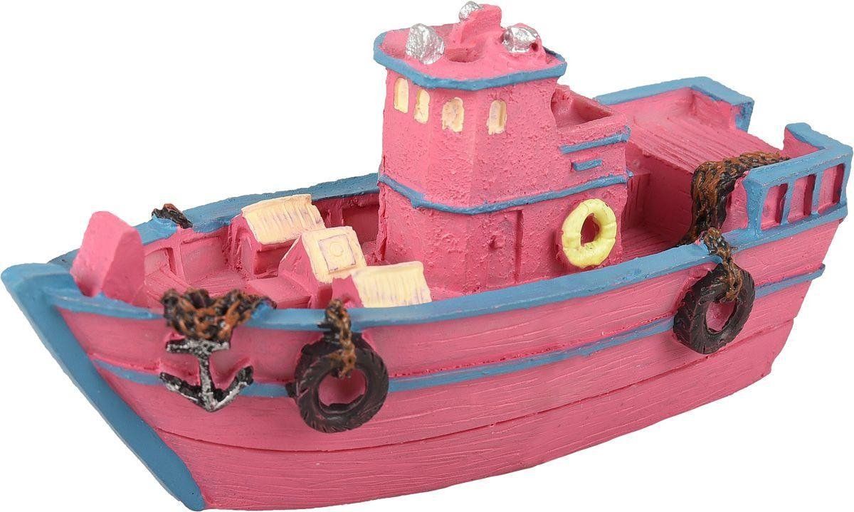 FLAMINGO Aquarium Ropa scheepswrak - Roze - 12 x 5 x 6 cm