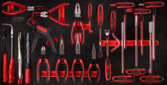 KS TOOLS T-Griff-Winkelstiftschlüssel- / und Zangen-Satz in Schaumstoffeinlage, 24-tlg ( 813.0024 )