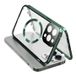 Apple Compatible MagSafe iPhone 15 Pro Case - Green Metal Frame + Double-Sided Tempered Glass with Buckle Closure