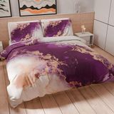 PETTI Artigiani Italiani - Dekbedovertrek voor tweepersoonsbed 250 x 200 cm, microvezel beddengoed met digitale print + 2 kussenslopen 50 x 80 cm - Made in Italy - Marble Violet