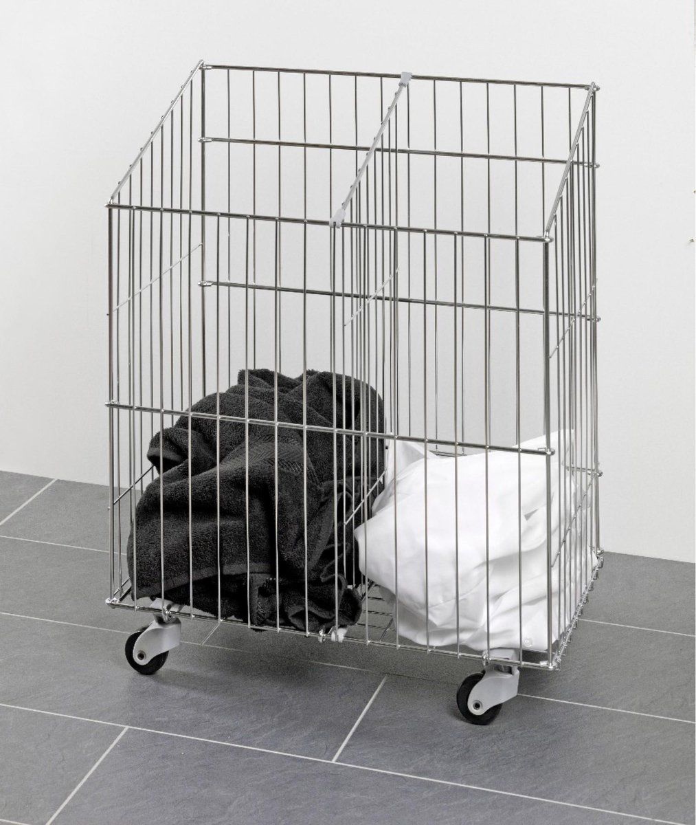 Eleganca Ophangbare en Verrijdbare Wasmand - Metaal - Zilver - 32x50x55cm