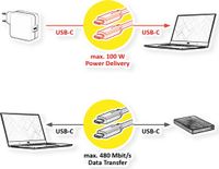 Value USB 2.0 Kabel, C–C, M/M, 100W, zwart, 3 m
