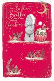 Me To You Tatty Teddy For a Brilliant Brother Tatty Teddy kerstkaart met kerstpud, 15,2 x 22,9 cm, officiële collectie
