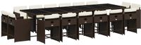 vidaXL 17-delige Tuinset met Kussens, Poly Rattan, Bruin