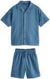 Next Jongens Set van jersey shirt met knopen en short - Blauw