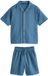 Next Jongens Set van jersey shirt met knopen en short - Blauw