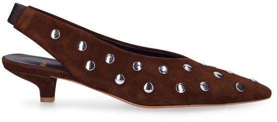 Manfield Dames Bruine Suède Slingbacks met Studs Maat 41