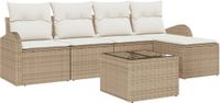 vidaXL Tuinbank Set met kussen 6 pcs Beige Poly rattan