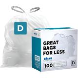 Plasticplace Op maat gemaakte vuilniszakken, compatibel met simplehuman Code D witte trekkoord vuilnisvoeringen 5,3 gallon/20 liter, 15,75 \"x 28\", 100 Count (Pack van 1)