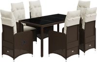 vidaXL 7-delige bistroset met kussens, poly rattan, bruin