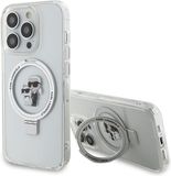 Karl Lagerfeld Ring Stand - iPhone 14 Pro - Hardcase - Magnetische Ring - MagSafe - Wit