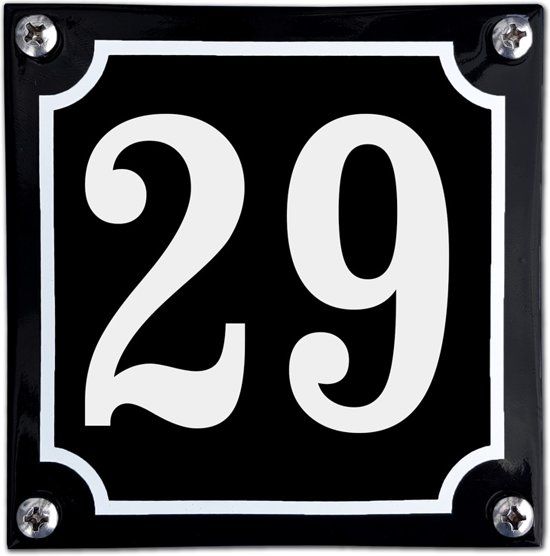 EmailleDesign® Zwart emaille huisnummer - 29