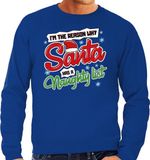 Bellatio Decorations Foute Kersttrui - sweater - Im the reason why Santa has a naughty list - blauw - voor heren - kerstkleding / kerst outfit XXL