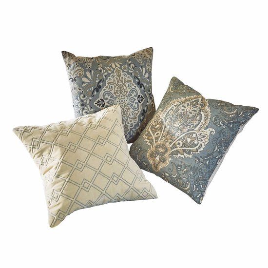 LOBERON Kussenhoes set van 3 Madalena beige/blauw
