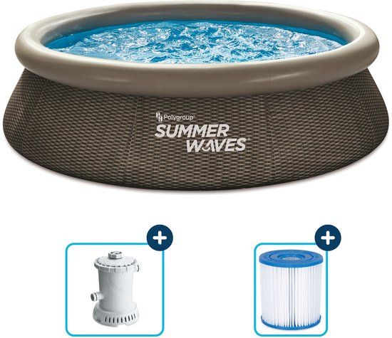 Summer Waves Opblaasbaar Zwembad Rond - ⌀305 x 76 cm - Inclusief Filterpomp
