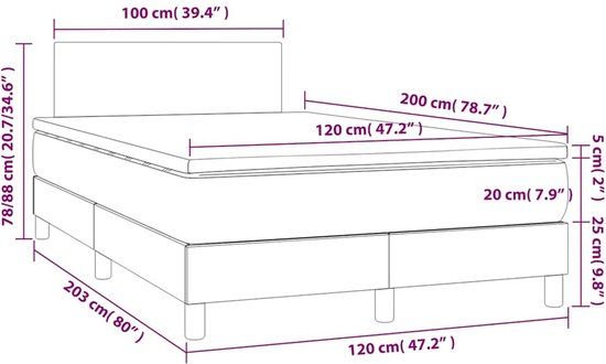 vidaXL Boxspring met matras fluweel donkerblauw 120x200 cm