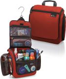 D&D Wanderlust Toilettas met Haak - Ophangbare Luxe Travel Organizer met 10 vakken - Rood - Unisex Dames & Heren - 6 liter inhoud - Reis Toilettas Hangend Groot