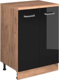 Vicco Uitbreidingskast Rion, Zwart hoogglans/Goudkleurig Eiken, 60 x 46 cm