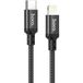 Hoco 20W PD Gevlochten USB-C naar Lightning Kabel 2M Fast Charge Zwart