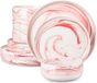 MALACASA, service de table 12 pièces en porcelaine, couleur rose marbre