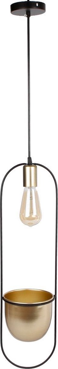Van Manen Ovale Hanglamp 'martijn' 16x15x60 Cm Metaal Zwart/goud