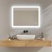 EMKE Led-badkamerspiegel, 80 x 60 cm, spiegel met koudwitte verlichting, wandspiegel met aanraakschakelaar, IP44, energiebesparend, verlichte spiegel