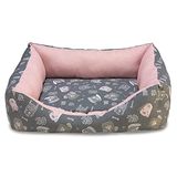 ARQUIVET Vierkant hondenbed in roze en grijs - 50 x 45 x 17 cm