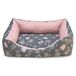 ARQUIVET Vierkant hondenbed in roze en grijs - 50 x 45 x 17 cm