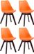 CLP Borneo Set van 4 eetkamerstoelen - Zonder armleuning - Hout frame - Kunstleer - oranje walnoot