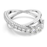 Swarovski Hyperbola ring, Verschillende slijpvormen, Wit, Zilverkleurige afwerking