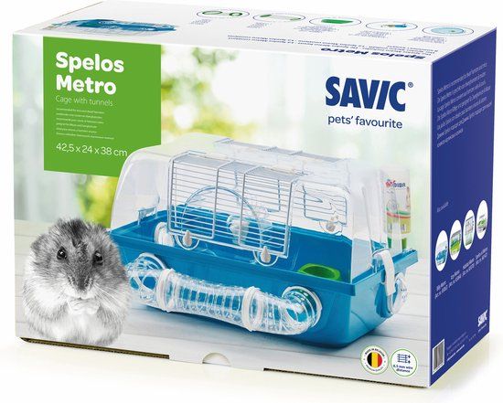 Dwerghamsterkooi Spelos - Blauw - 42,5 x 25 x 38 cm