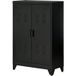 Armoire de rangement métallique 2 étagères noire style industriel pour bureau