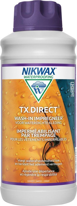 Nikwax TX Direct Wash-In 1L - Impregneermiddel voor Kleding, Rugzakken, Slaapzakken en Tenten