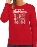 Bellatio Decorations foute kersttrui/sweater voor dames - All I want for Christmas - vagina - rood M